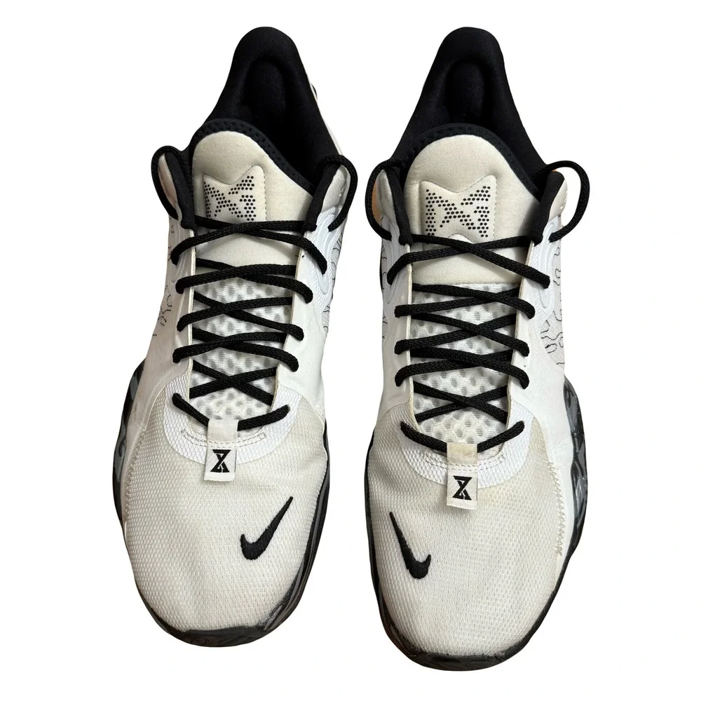 Nike PG 5 Mens White Black Basketball‎ Sneakers Shoes Size 13